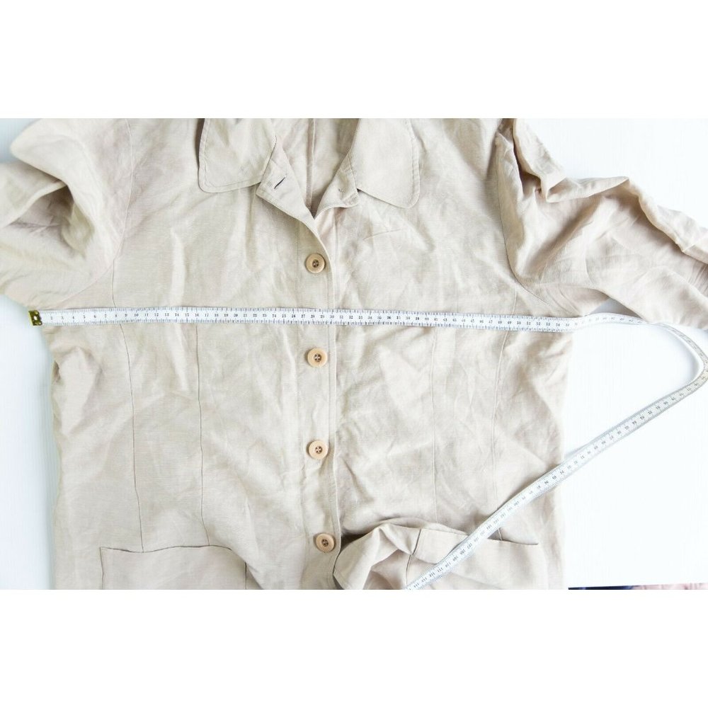Lands' End Womens Shirt Jacket Beige Plus Size 18 Linen Silk Blend - Picture 5 of 8